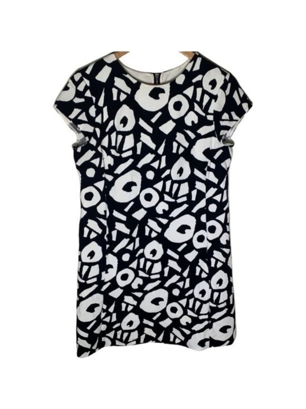 LOFT Size 6 Black White Geometric Shift Dress Work Office